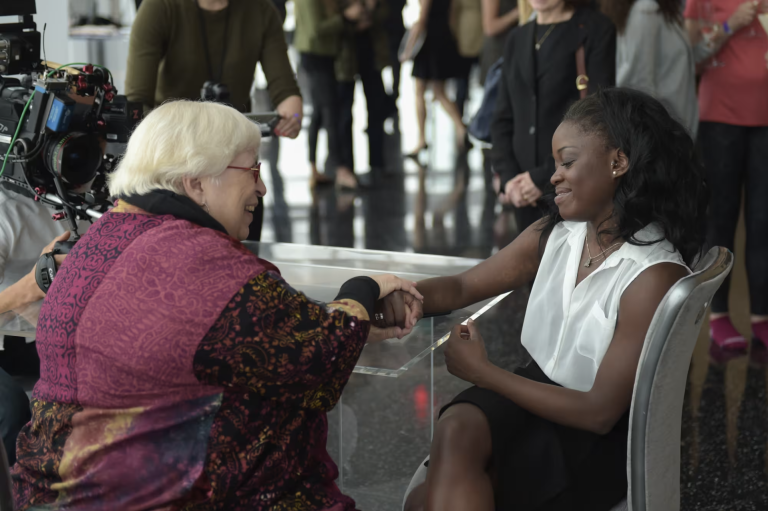 Elaine DePrince and ballerina Michaela DePrince at the "Show'Em What's Underneath, Show'Em Your Jockey" event in NYC on April 26, 2017